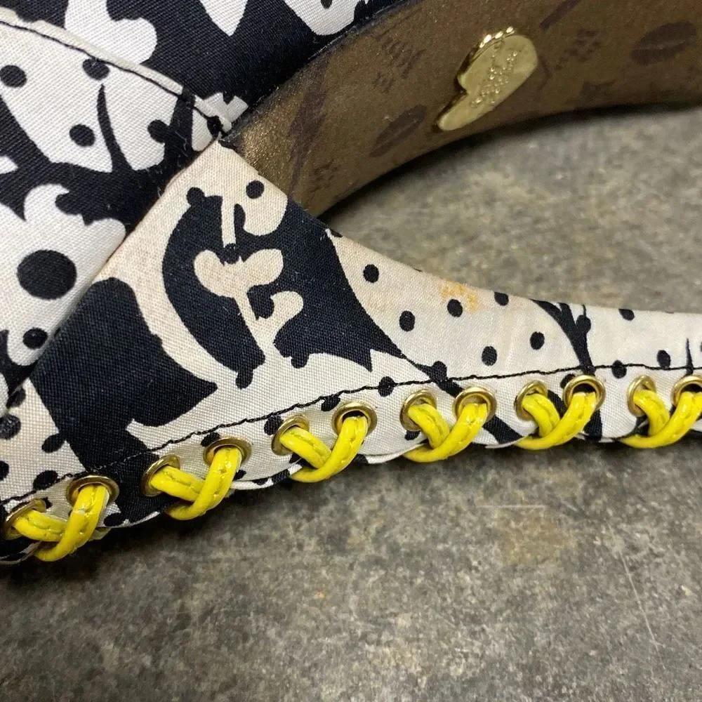 Betsey Johnson Black-White-Yellow Peep Toe Platform Stiletto Heels Size 8.5 - Picture 10 of 12